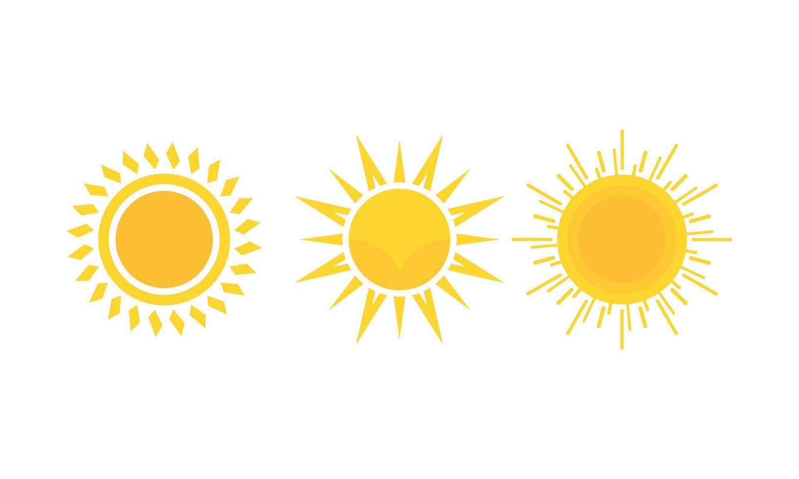 Set of Sun Icons Collection Flat Design Isolated on White Background vector