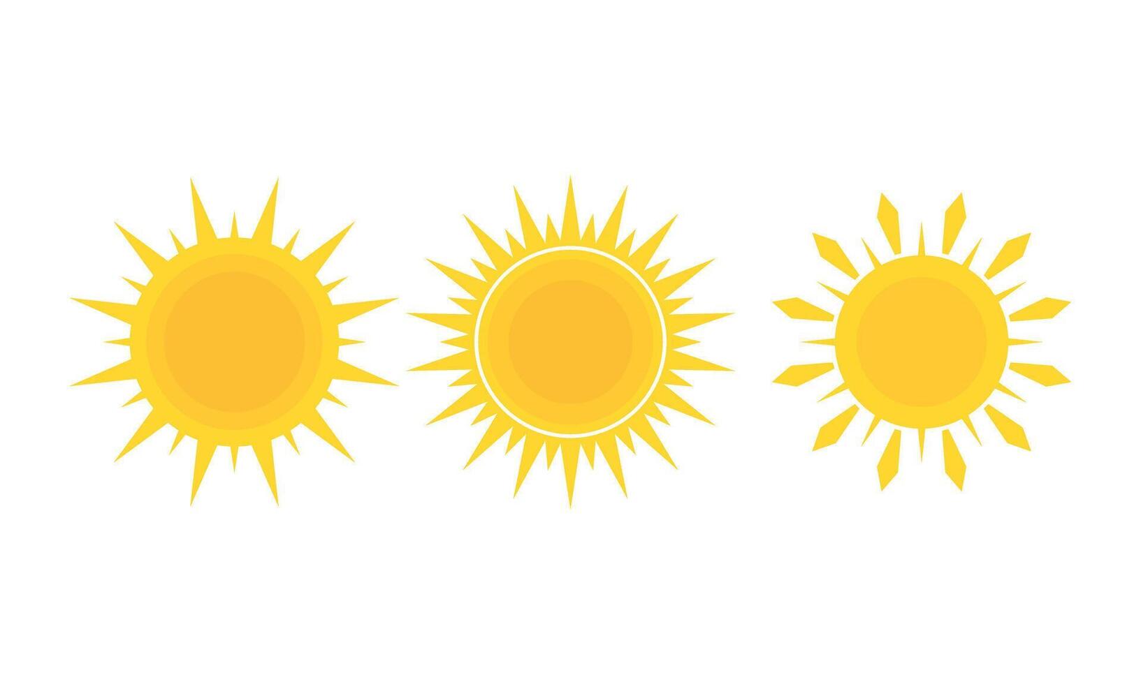 Set of Sun Icons Collection Flat Design Isolated on White Background vector
