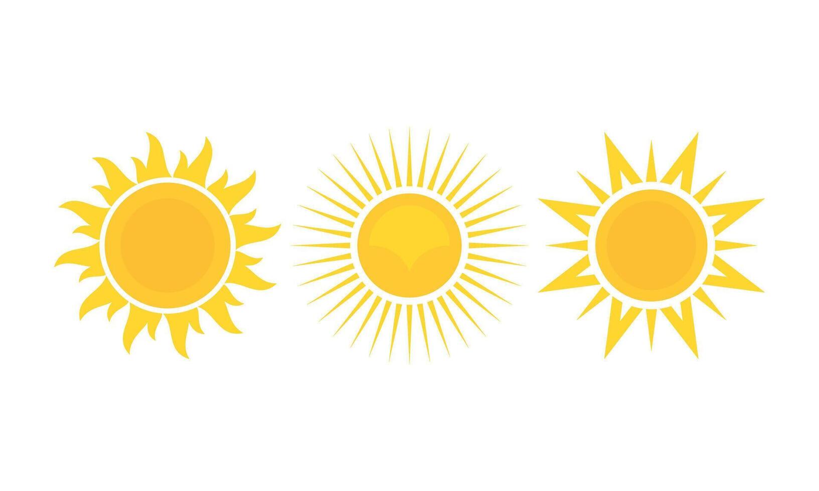 Set of Sun Icons Collection Flat Design Isolated on White Background vector