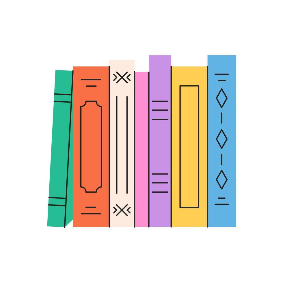 Books, literature. Colorful books covers. Reading and knowledge. World Book Day vector