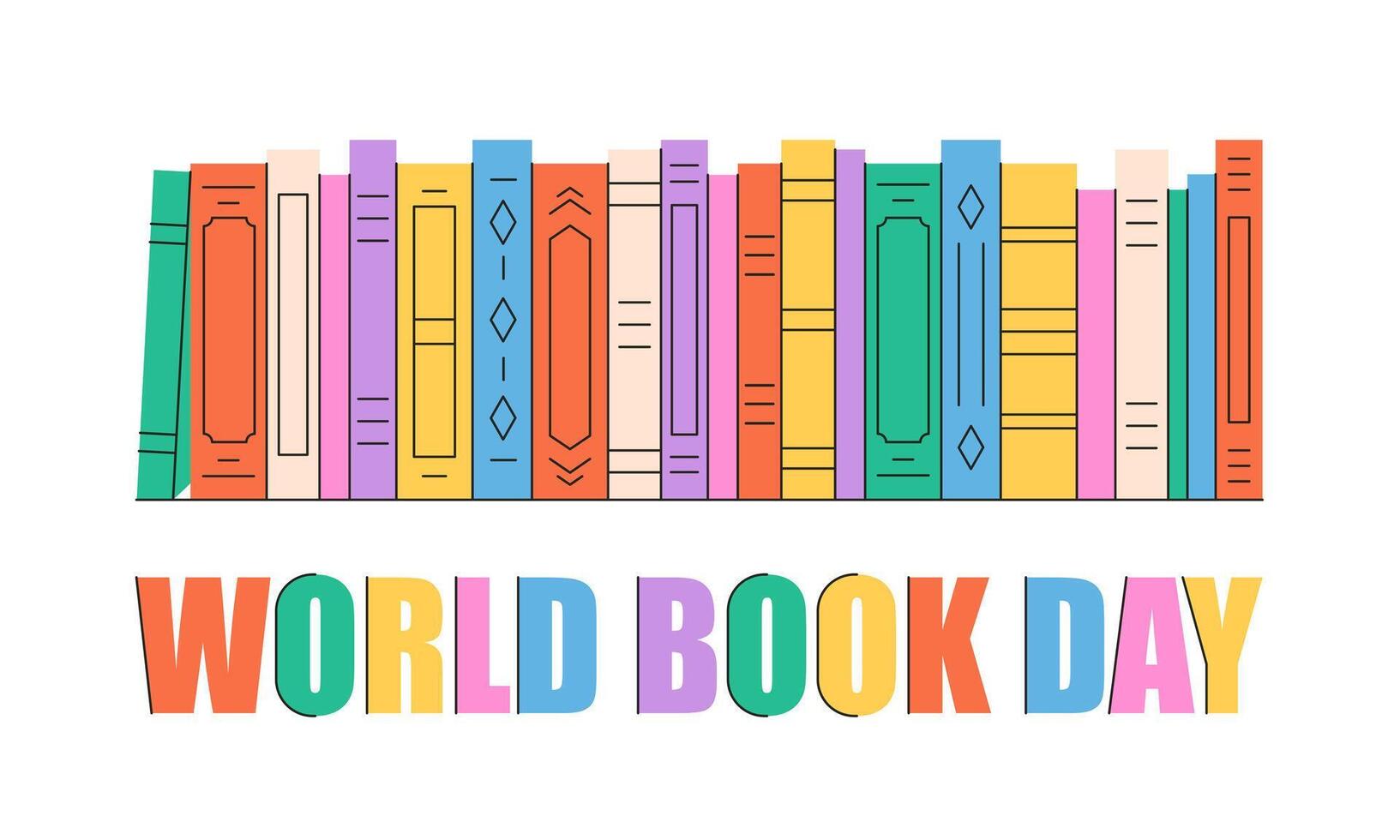 Books, literature. Colorful books covers. Reading and knowledge. World Book Day vector