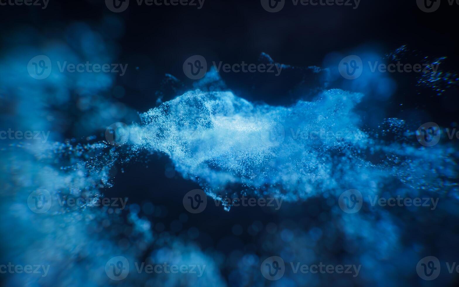 Fantastic dense flowing particles background, 3d rendering. photo