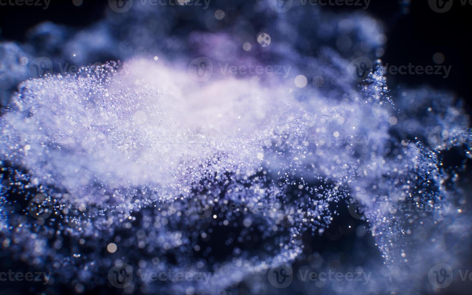 Fantastic dense flowing particles background, 3d rendering. photo