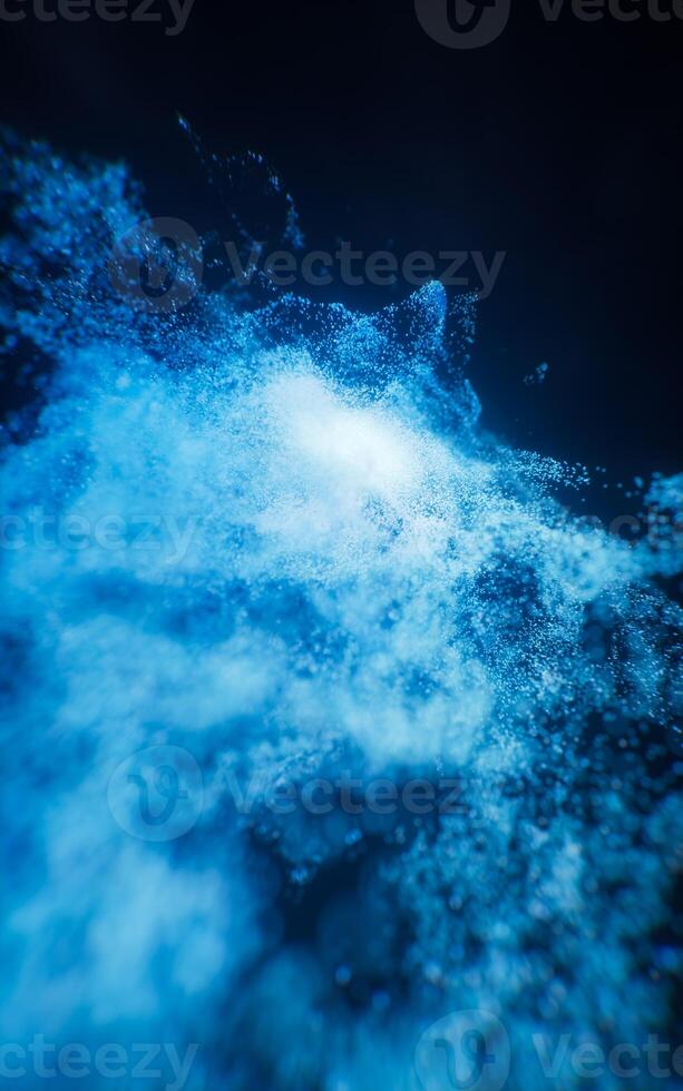 Fantastic dense flowing particles background, 3d rendering. photo