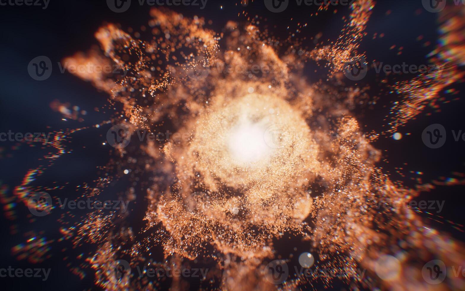Fantastic dense flowing particles background, 3d rendering. photo