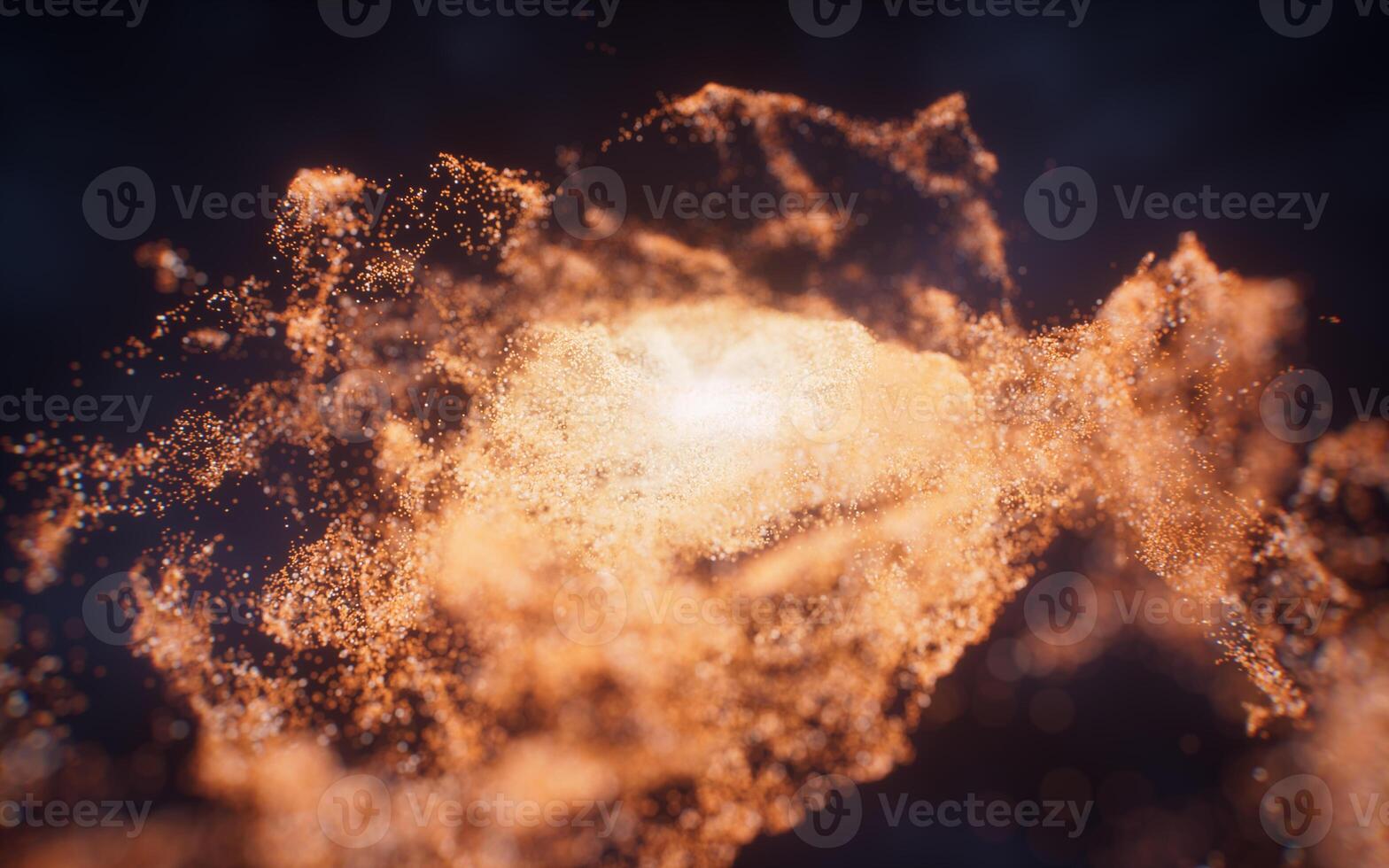 Fantastic dense flowing particles background, 3d rendering. photo