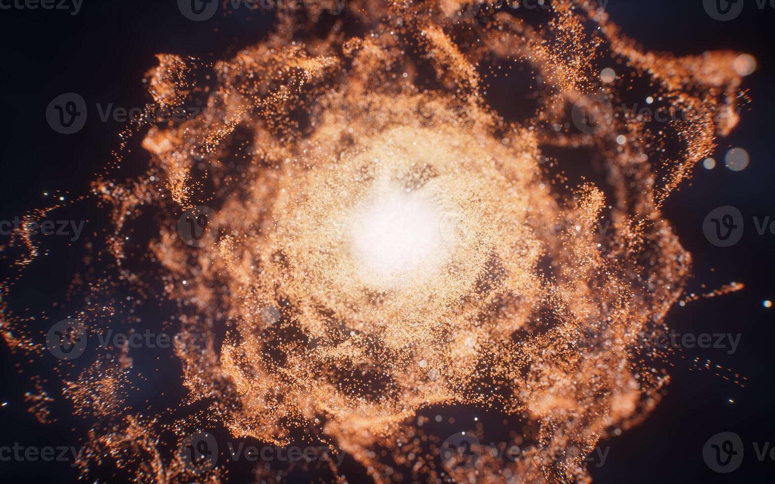 Fantastic dense flowing particles background, 3d rendering. photo