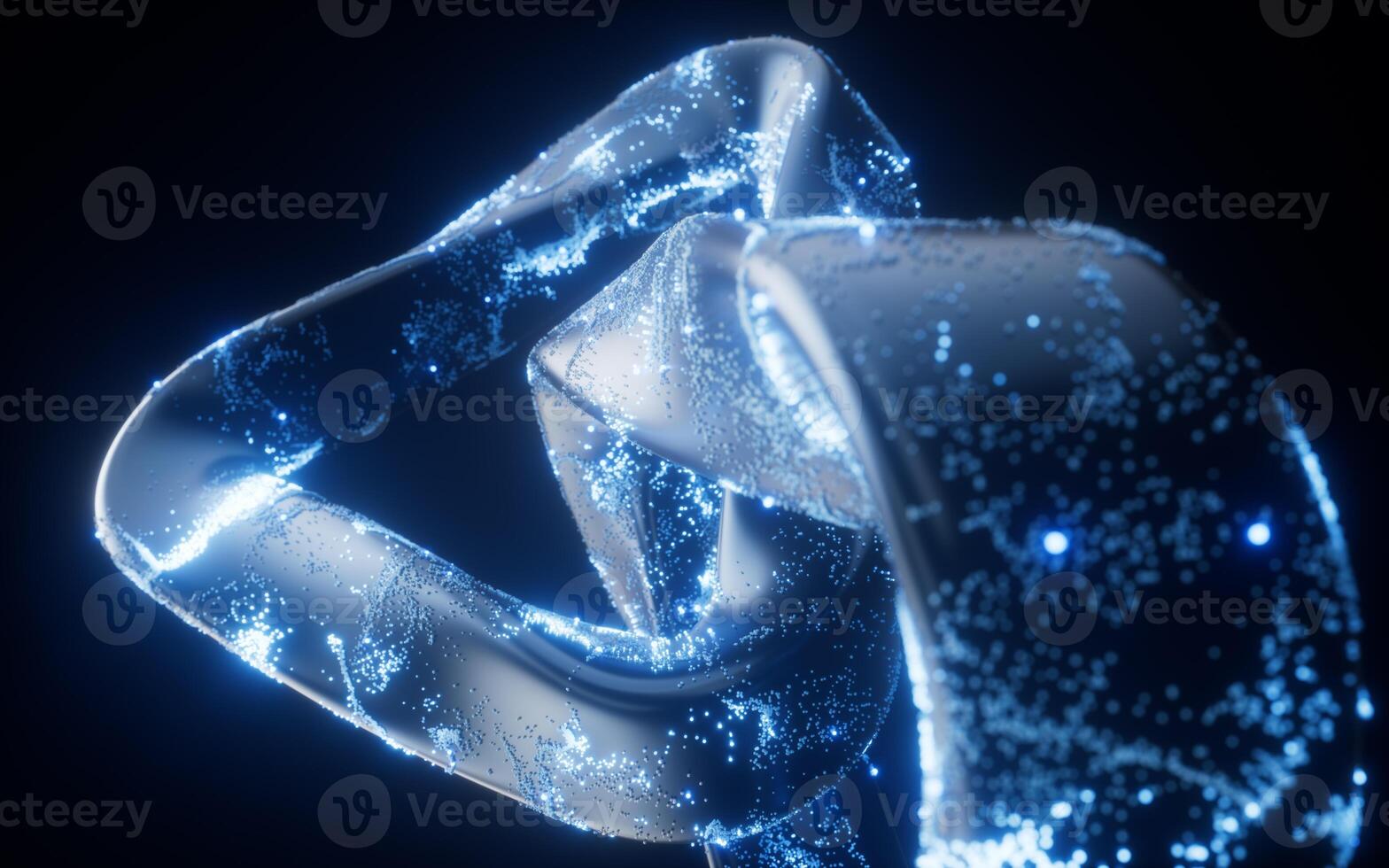 Abstract curve geometry with flowing particles, 3d rendering. photo