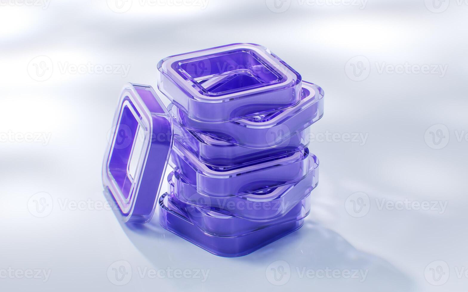 Abstract transparent glass geometry background, 3d rendering. photo