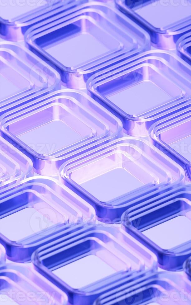 Abstract transparent glass geometry background, 3d rendering. photo