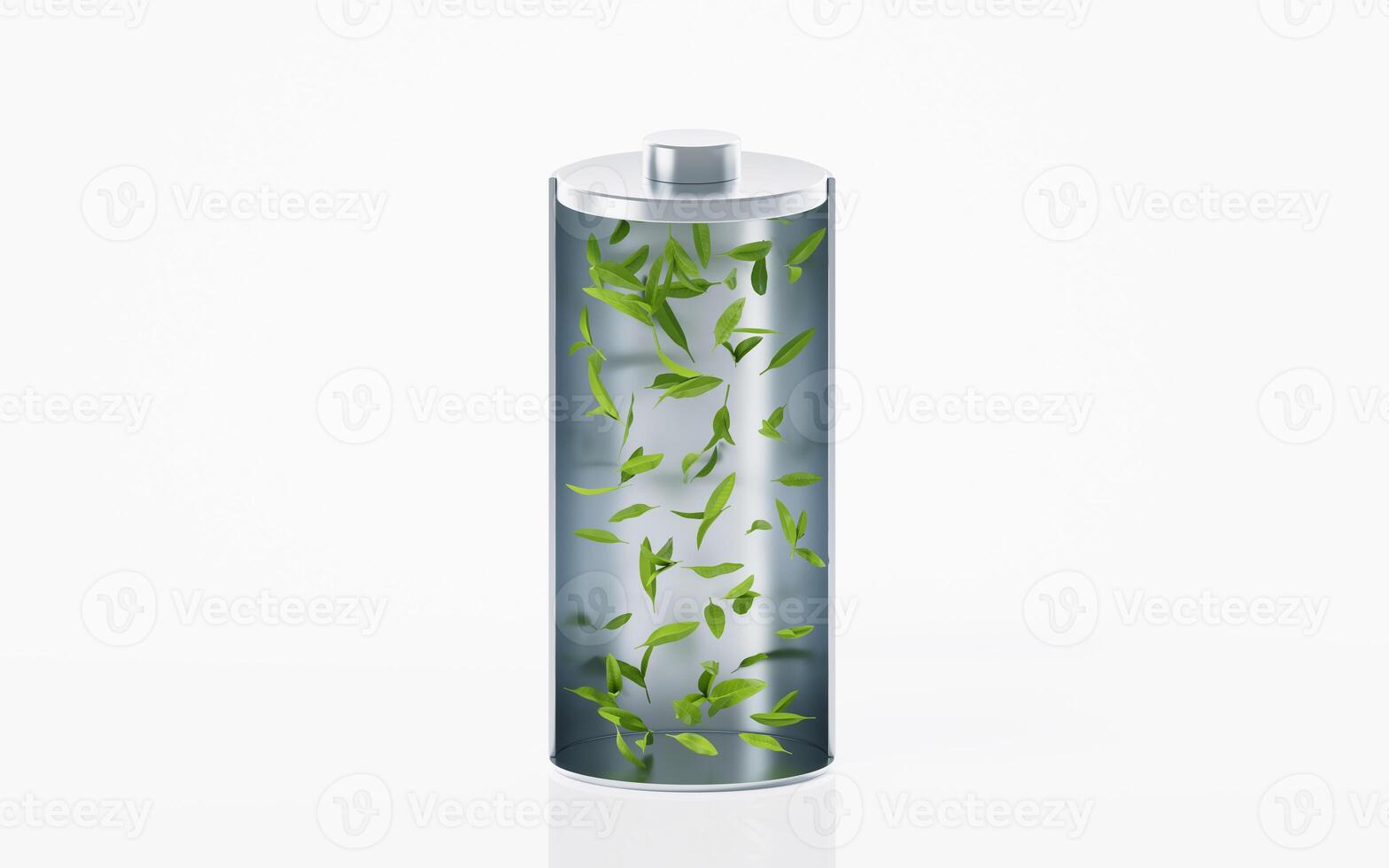 3D green battery with new energy concept, 3d rendering. photo