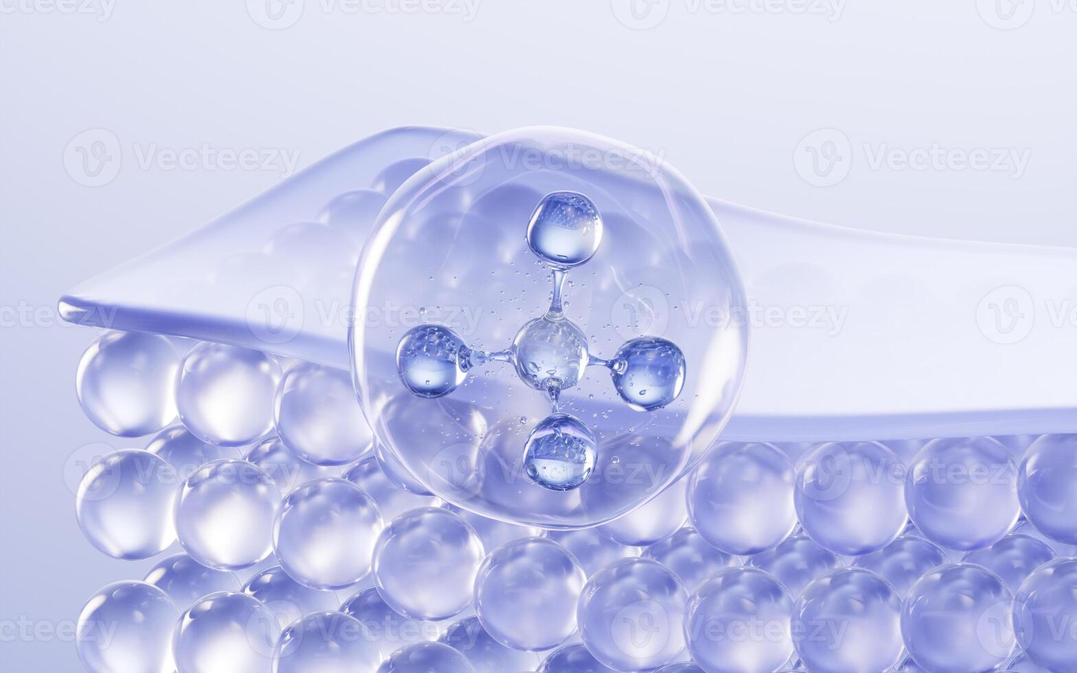 Molecule and transparent skin cell background, 3d rendering. photo