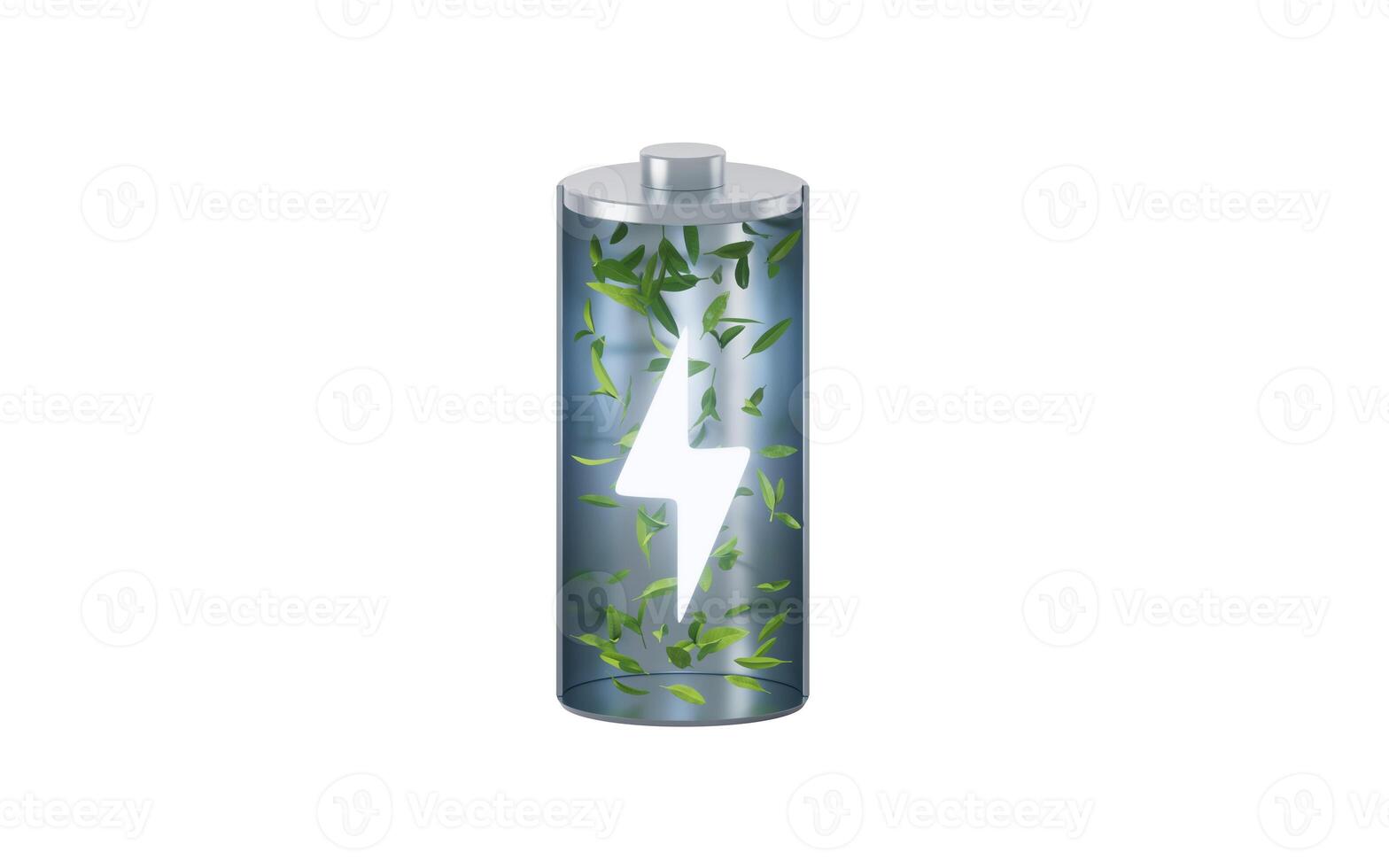 3D green battery with new energy concept, 3d rendering. photo