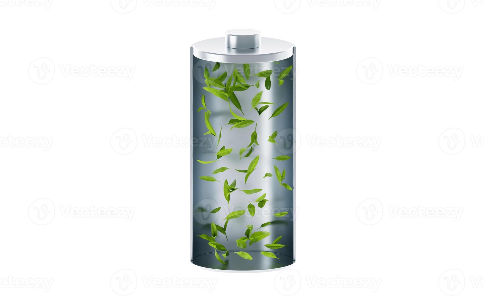 3D green battery with new energy concept, 3d rendering. photo