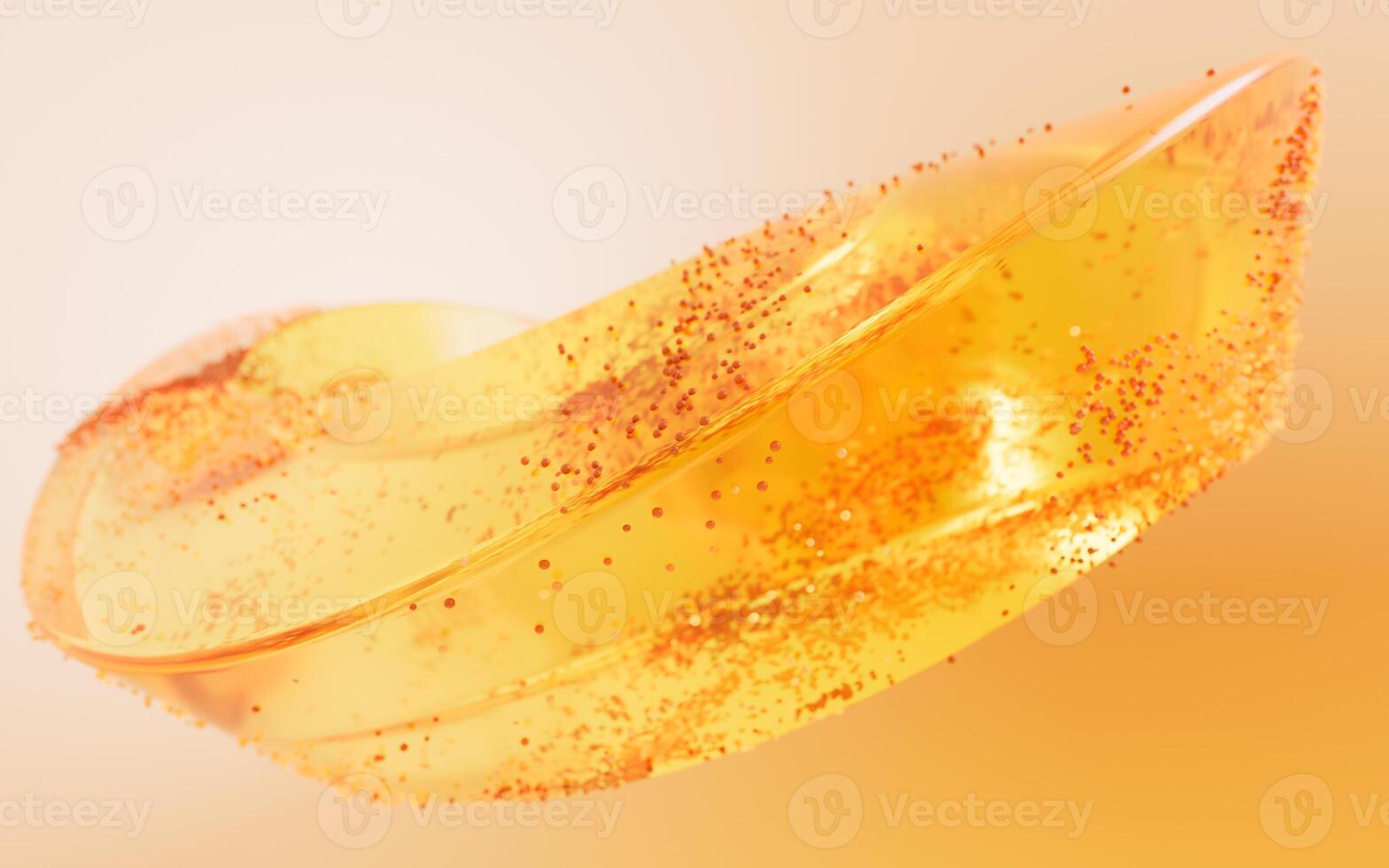 Transparent glass geometry with flowing particles, 3d rendering. photo