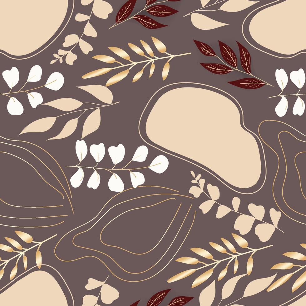 Elegant gold floral monoline with boho leaves pattern vector