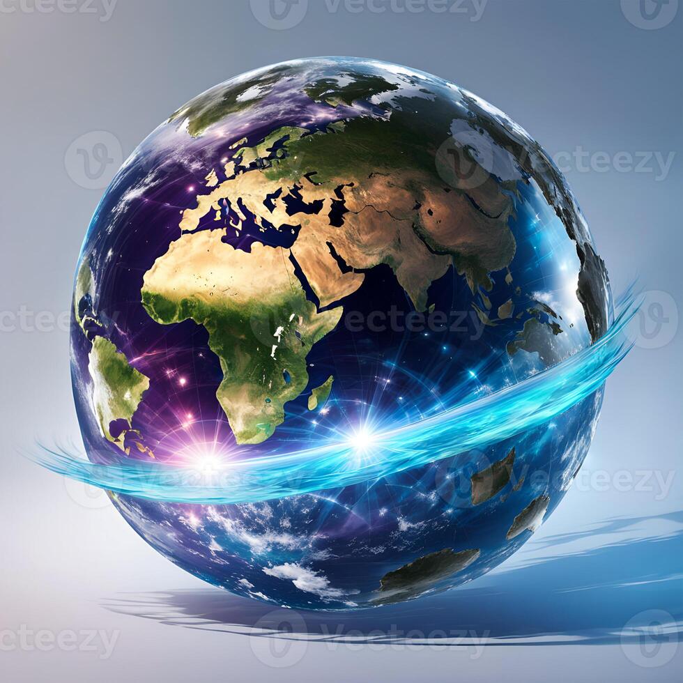 Illustration of Big Earth with magnetic field impact magnetosphere high quality colorful isolated images photo