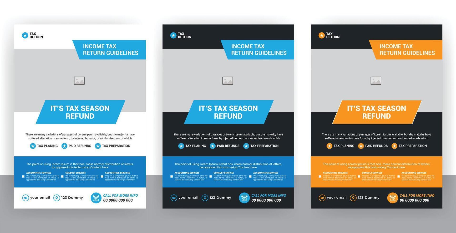 Income tax preparation service flyer design and tax refund brochure template vector
