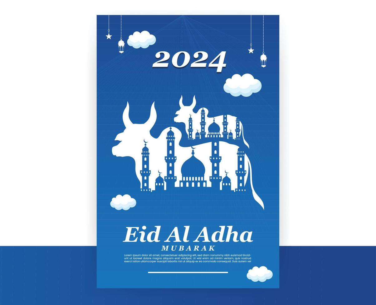 Eid al Adha Mubarak Islamic festival social media poster template vector