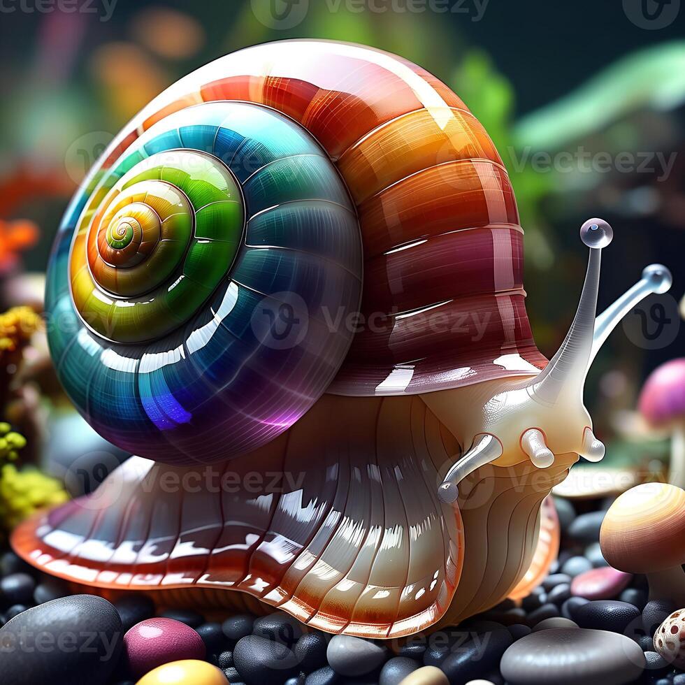 colorful high-resolution transparent effect snail illustration photo