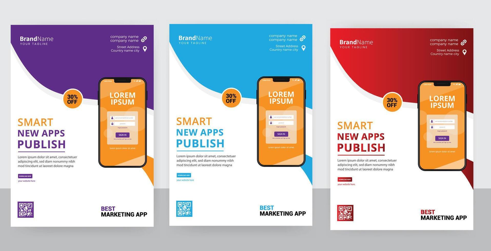 Mobile app promotional flyer poster template vector