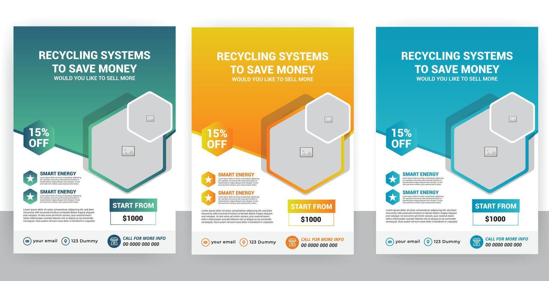 renewable and clean solar energy promotional flyer design template vector