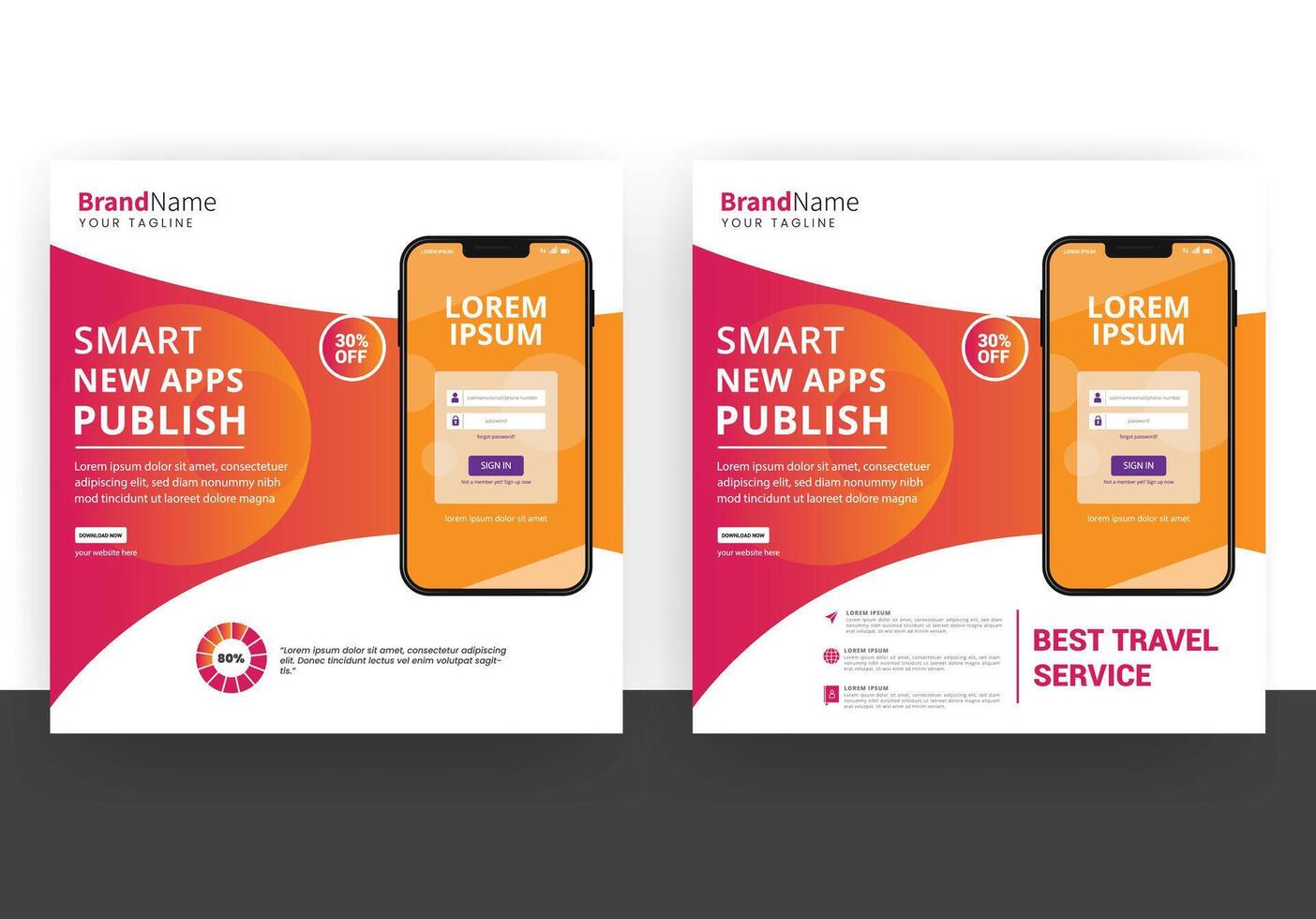 Mobile app promotional flyer poster template vector