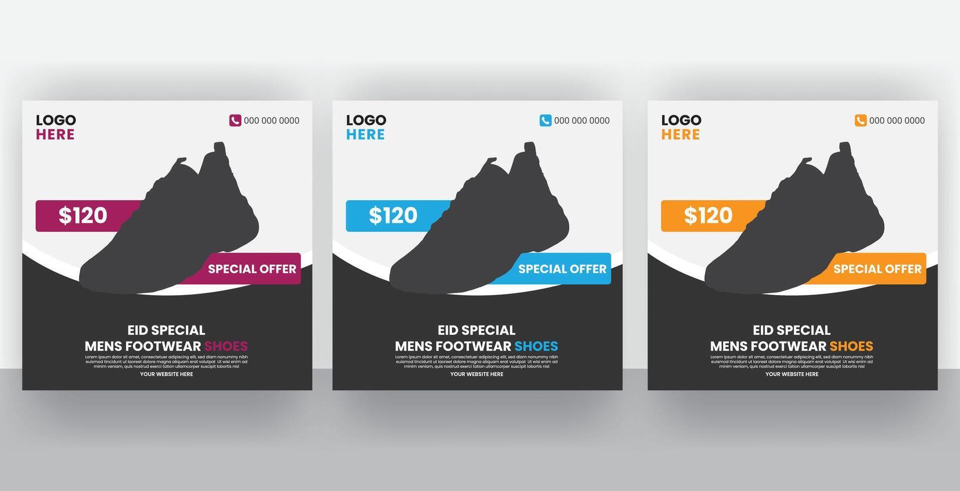 Special men footwear shoes sale social media poster design template vector