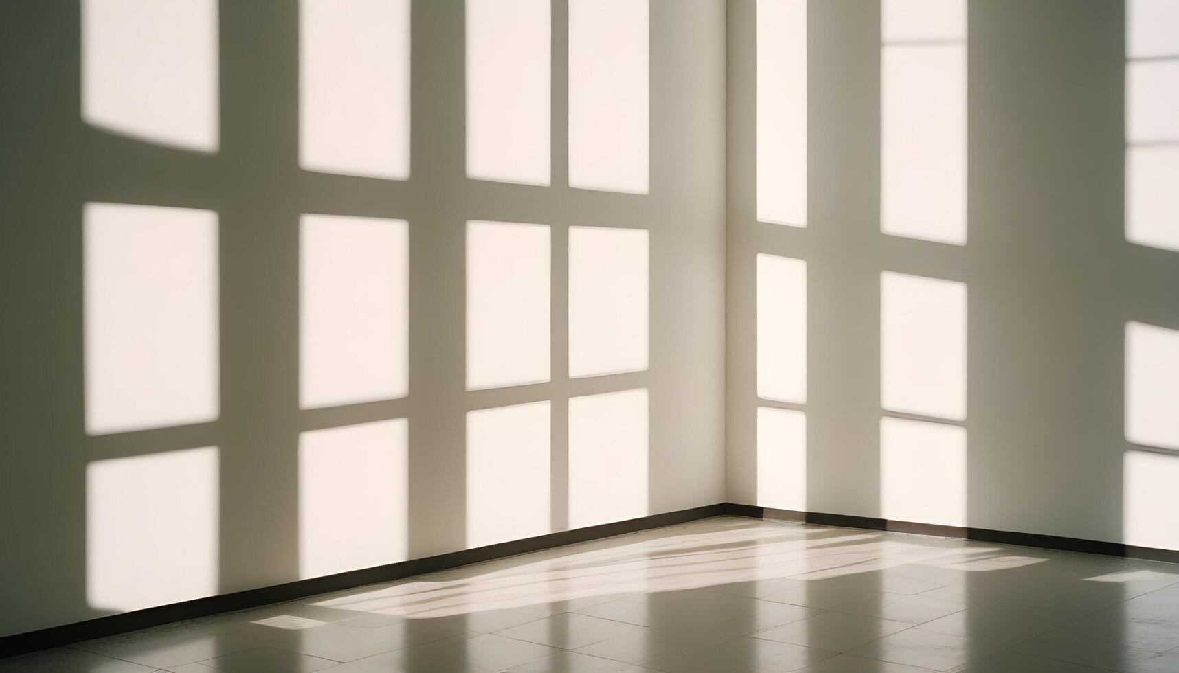 empty room with windows shadow on wall photo