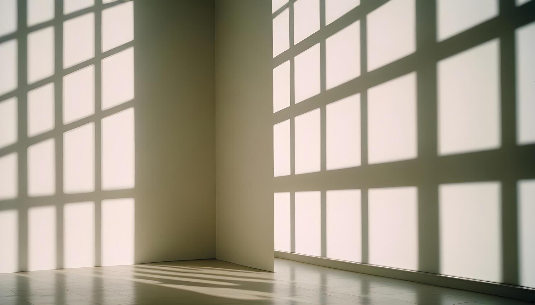 empty room with windows shadow on wall photo
