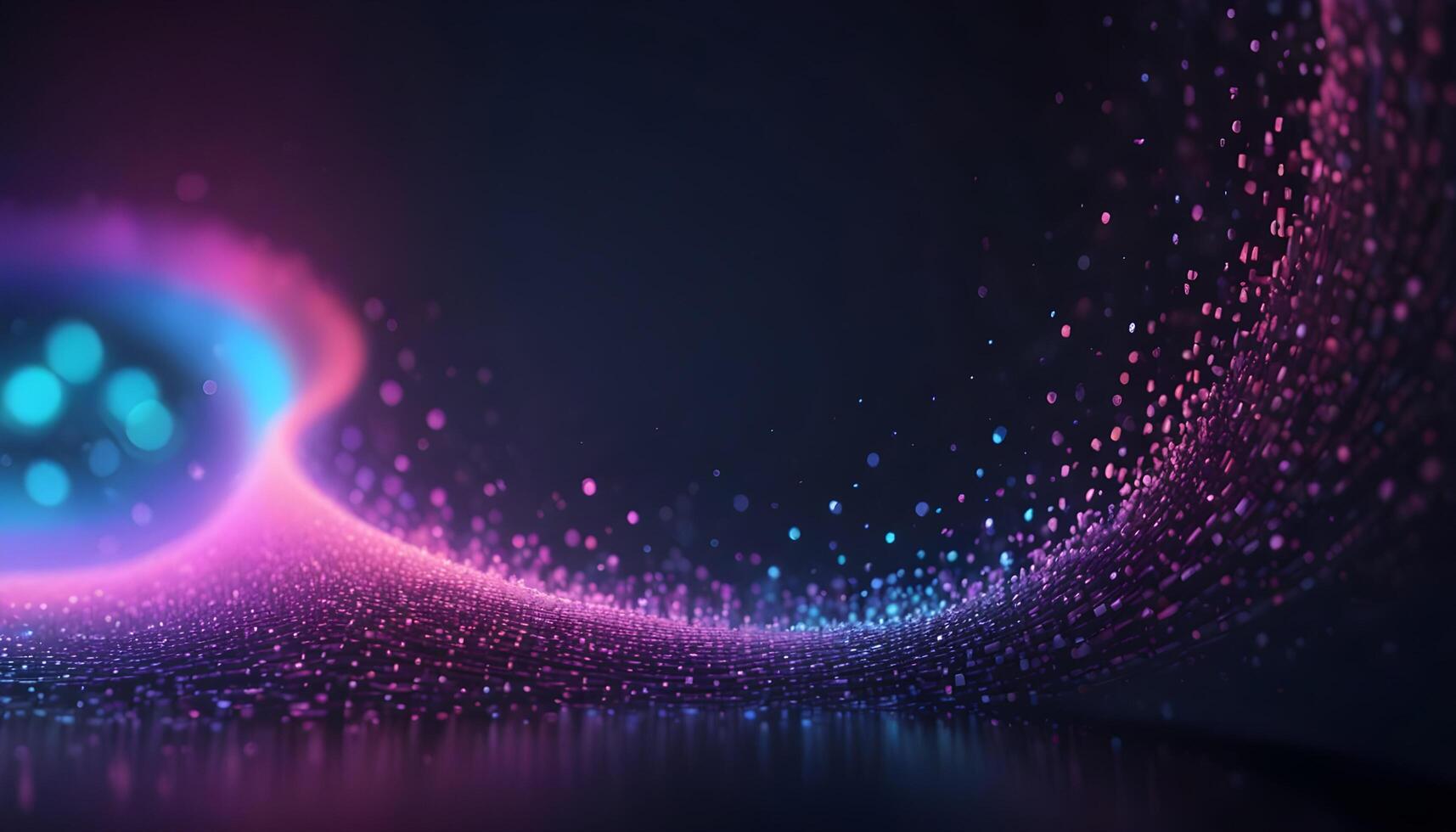 3D wave curve abstract background with lights and bokeh, wallpaper photo