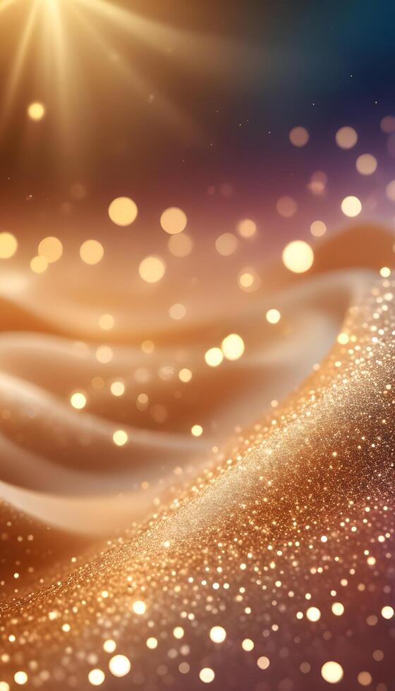 3D wave curve abstract background with lights and bokeh, wallpaper photo