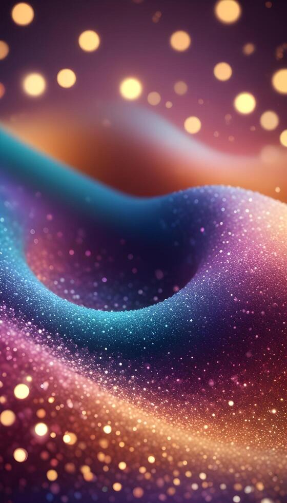 3D wave curve abstract background with lights and bokeh, wallpaper photo