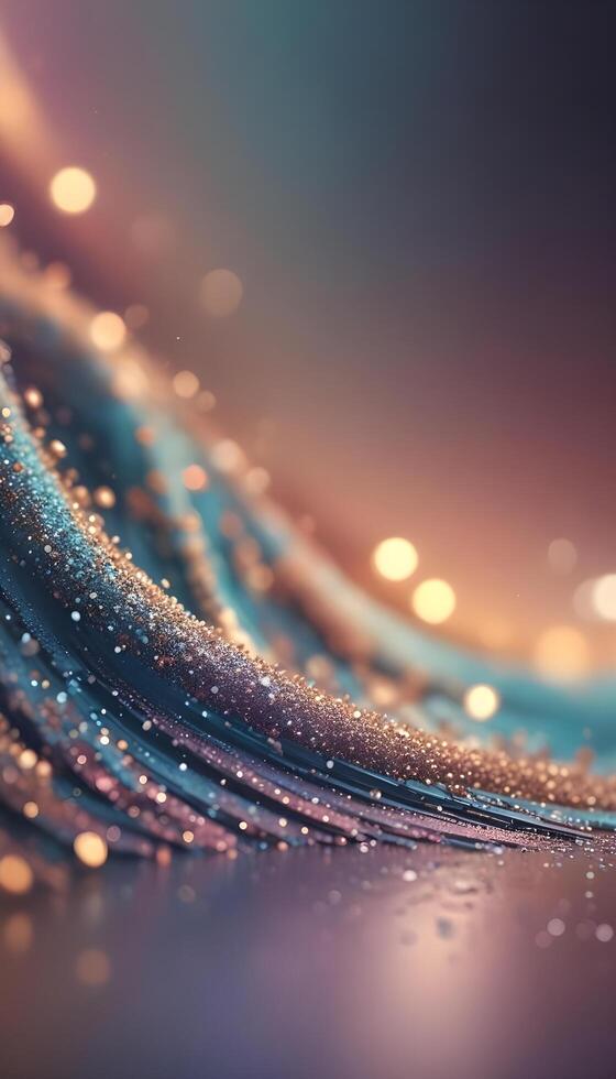 3D wave curve abstract background with lights and bokeh, wallpaper photo