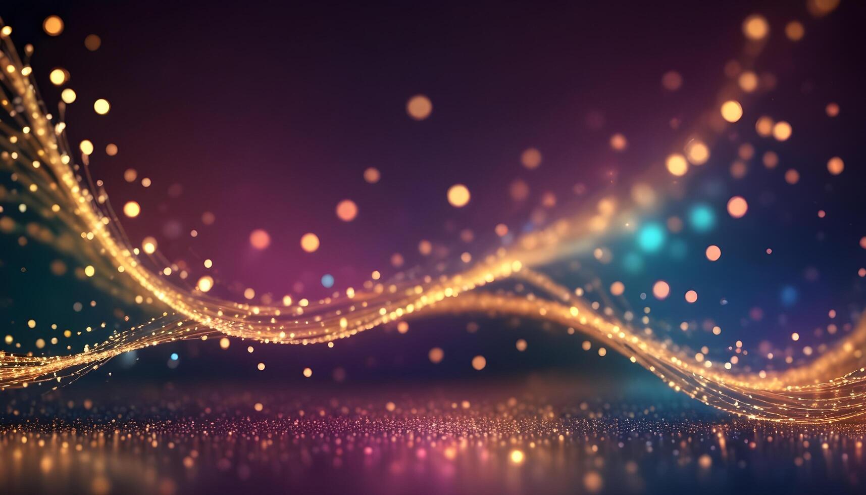 3D wave curve abstract background with lights and bokeh, wallpaper photo