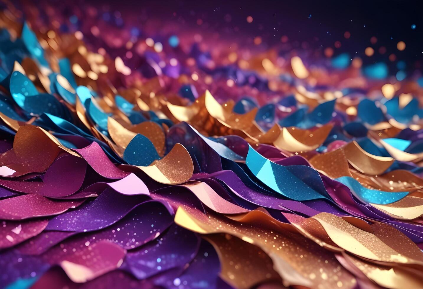 3D wave curve abstract background with lights and bokeh, wallpaper photo