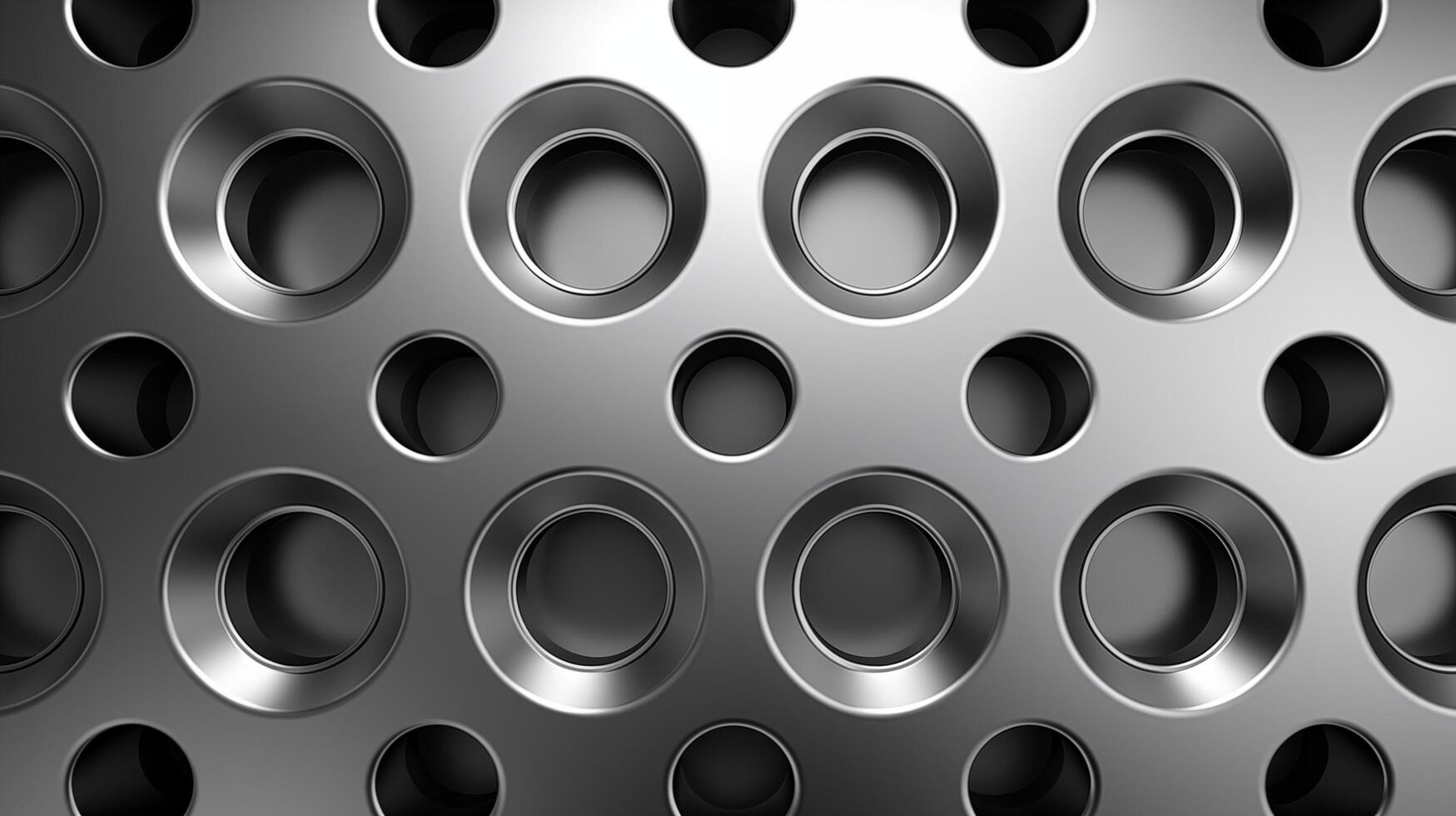 3D Render metallic background with holes pattern photo