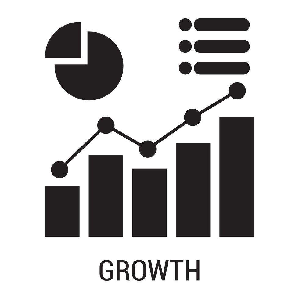 Growing graph icon. Chart sign and symbol. diagram icon Financial earnings analytics icon for apps and websites vector