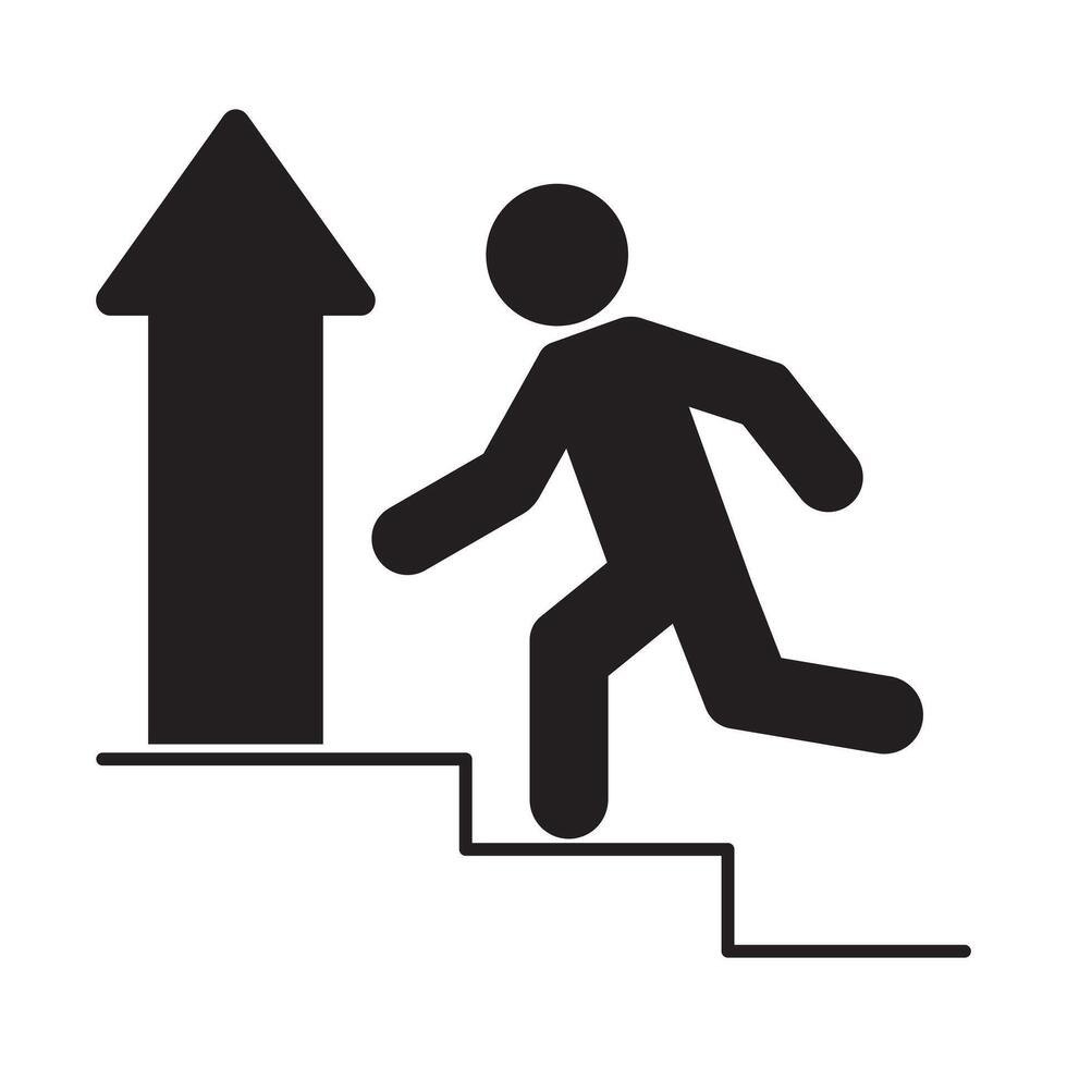 career icon set in black style. man climbs up the career ladder Stairs icon suitable for UI designs vector