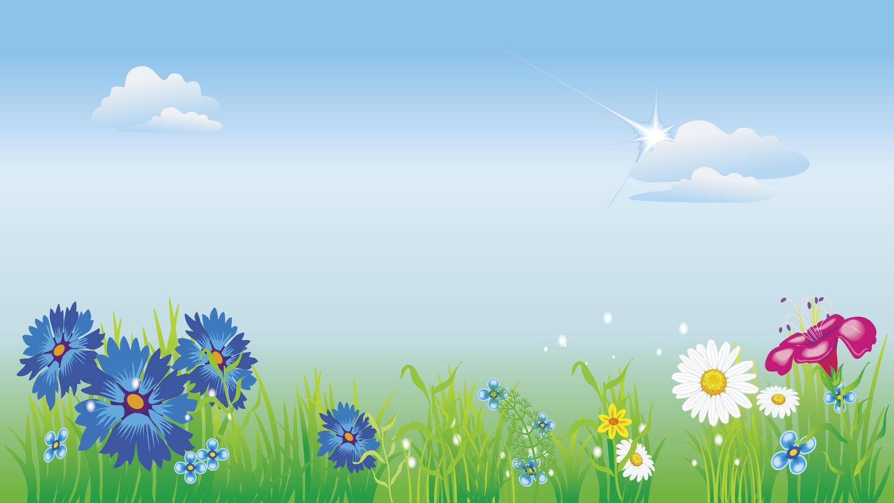 flowers blooming with clear blue sky background summer season vector