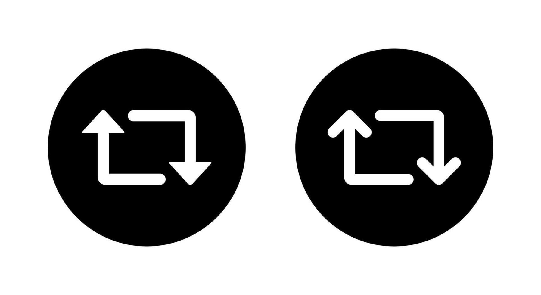 Repeat, repost icon on black circle vector
