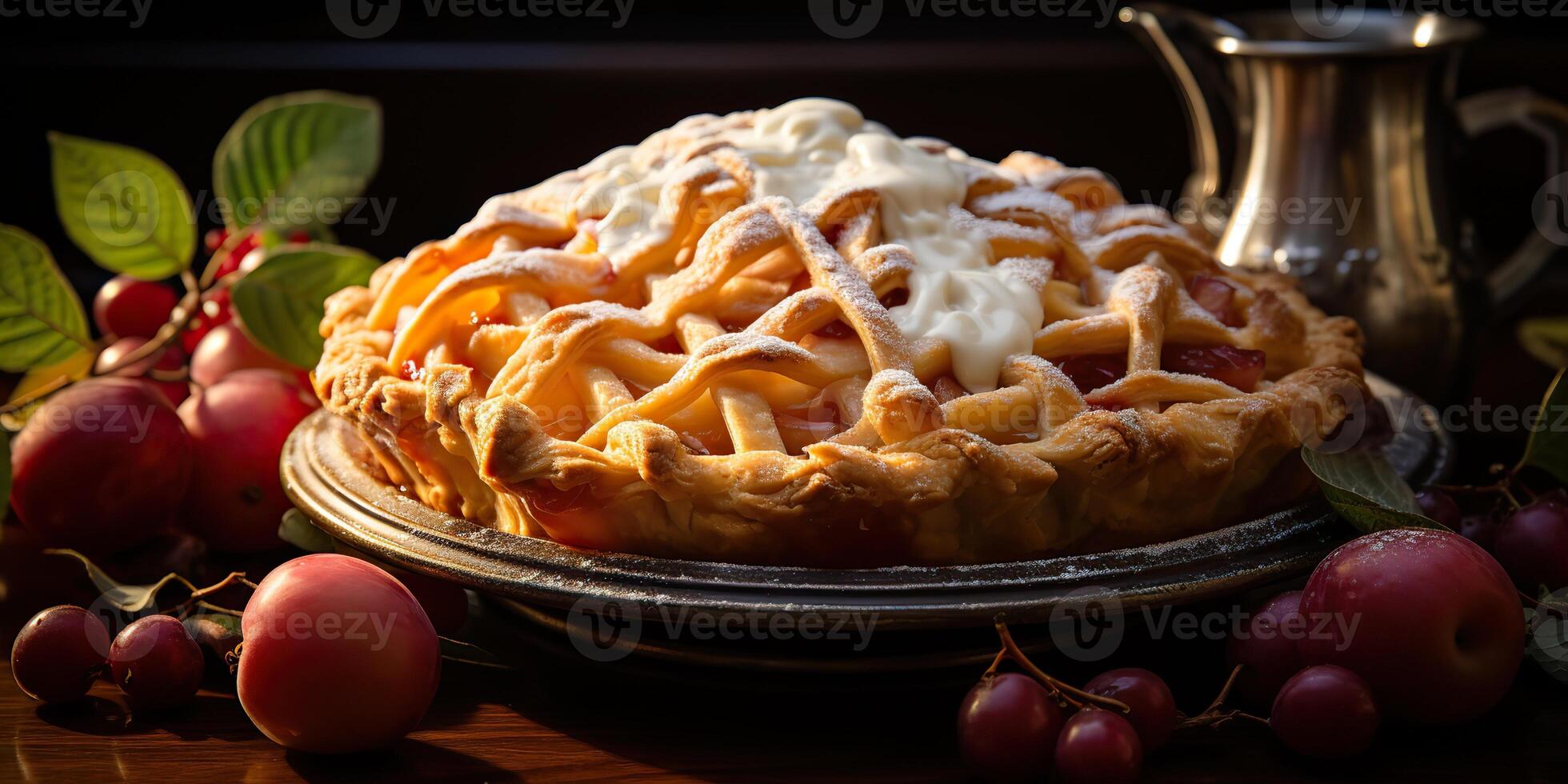 Traditional apple pie baked food natural desert culinary recept scene photo