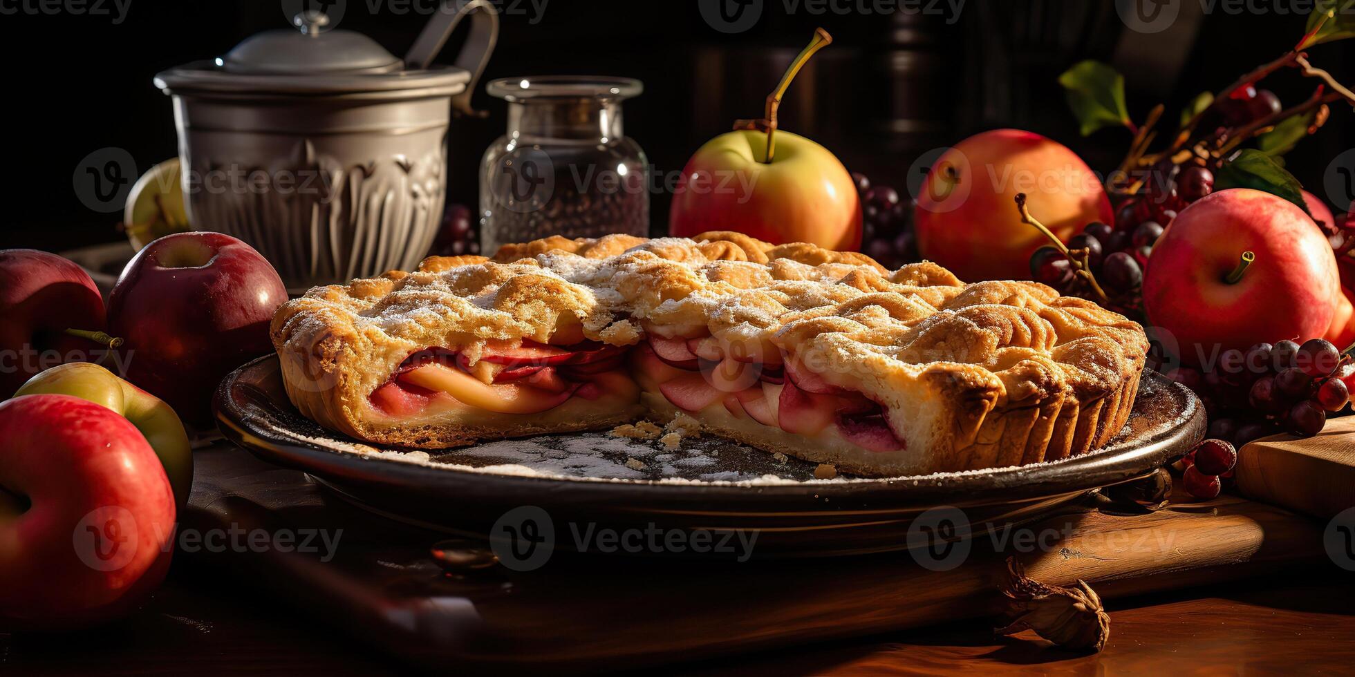 Traditional apple pie baked food natural desert culinary recept scene photo