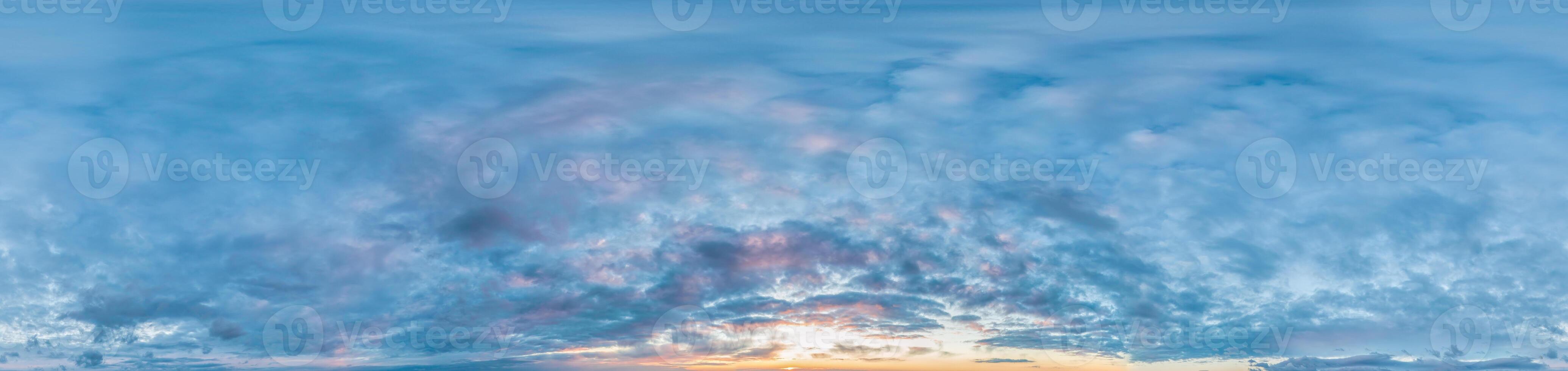 sky panorama with Altocumulus clouds in Seamless spherical equirectangular format with complete zenith for use in 3D graphics, game and composites in aerial drone 360 degree panoramas, as sky dome. photo