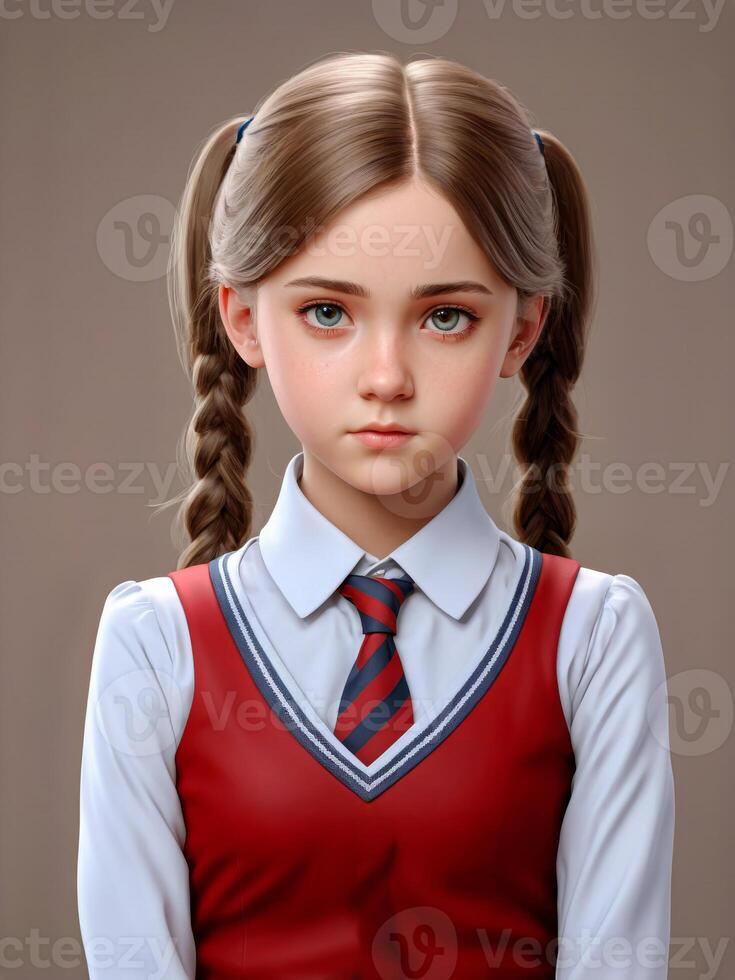 a girl in a school uniform with braids photo