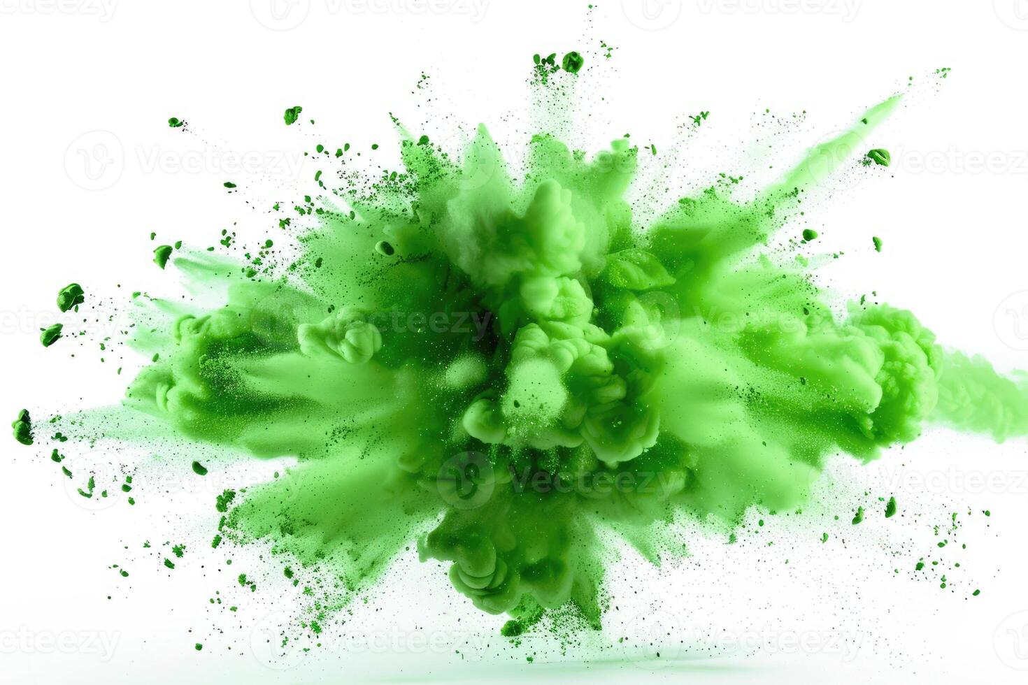 Green lime paint explosion abstract background. Coloured cloud on white. Colorful splash dust explode photo