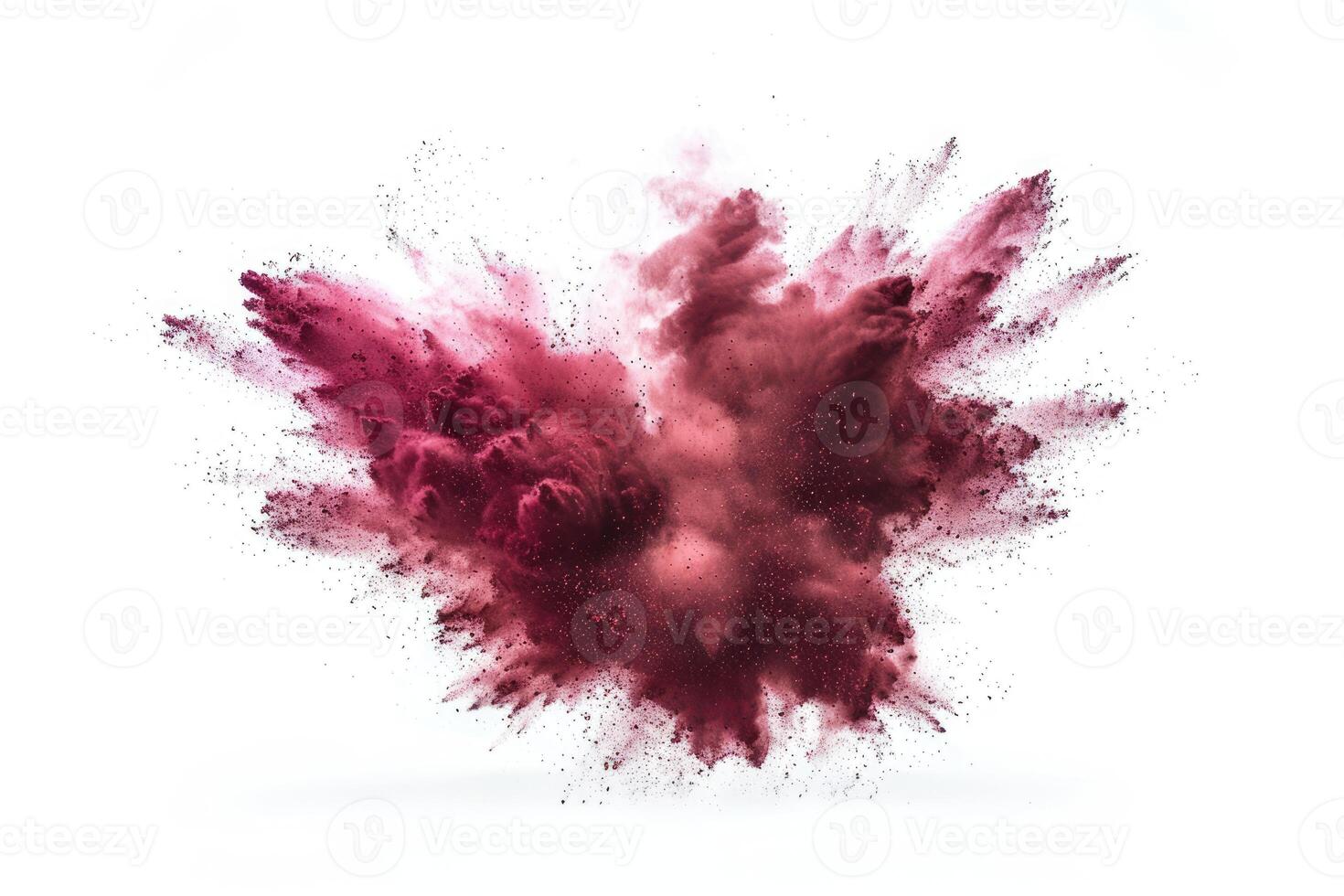 Maroon brown paint explosion abstract background. Coloured cloud on white. Colorful splash dust explode photo