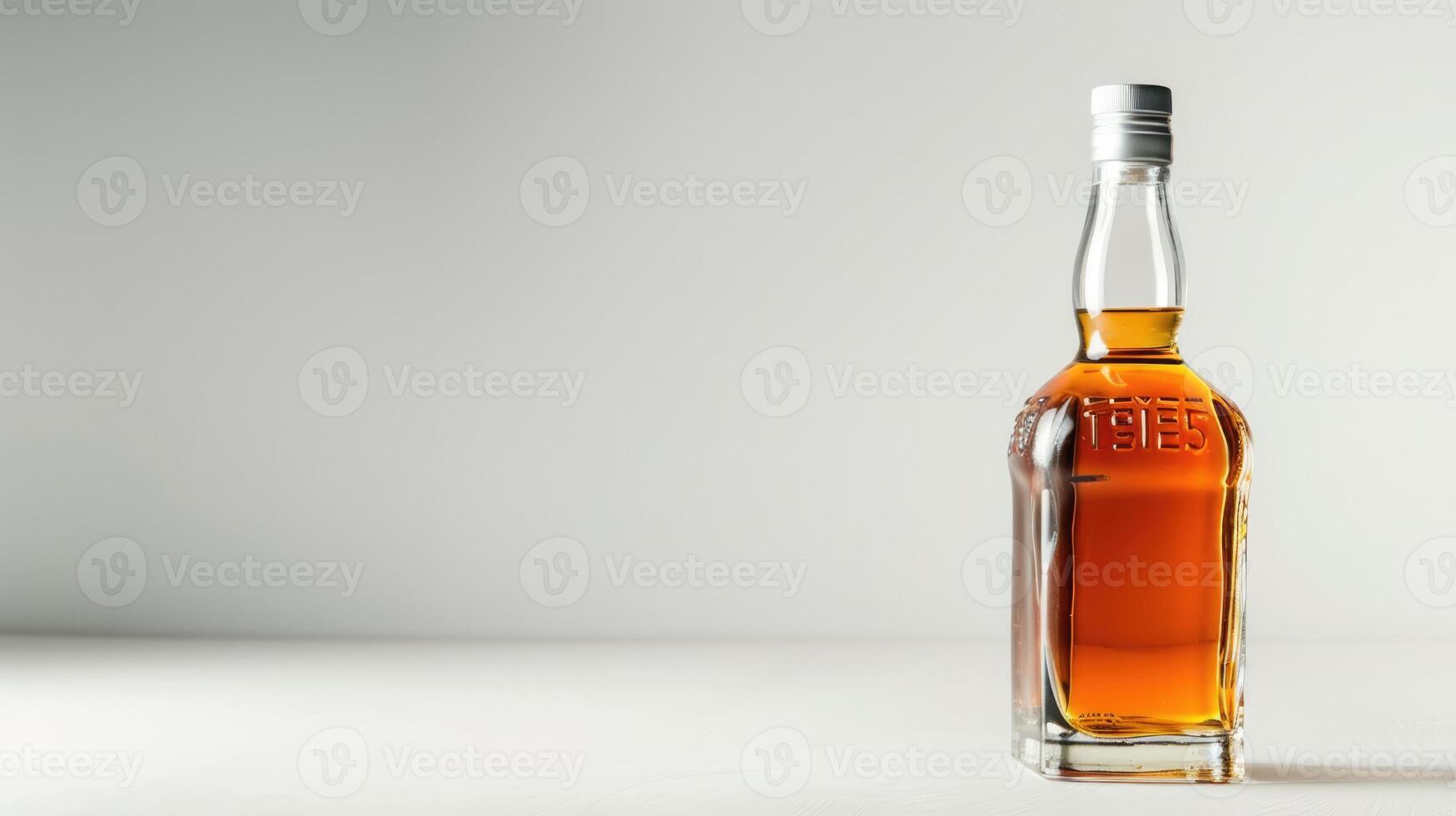 Scotch whiskey or brandy bottle, alcohol drink isolated on white background with copy space photo