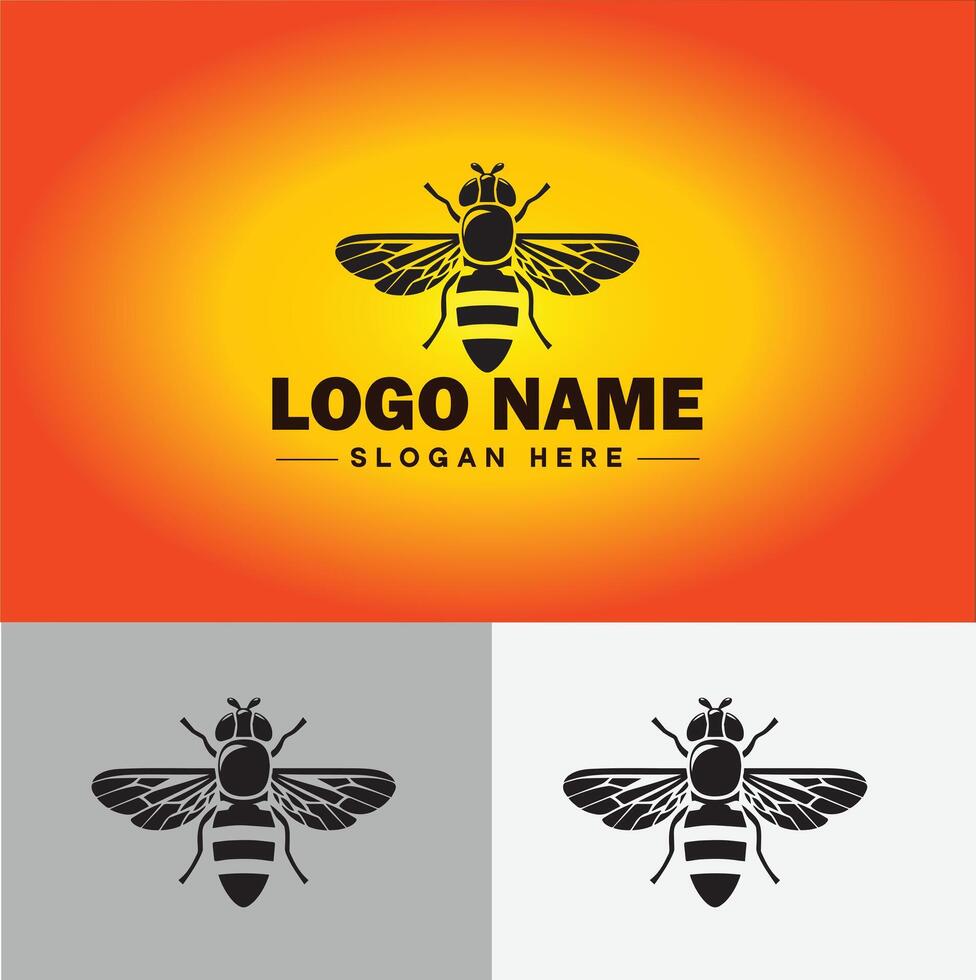 Hoverfly bee logo icon for business brand app icon Hoverfly bee logo template vector
