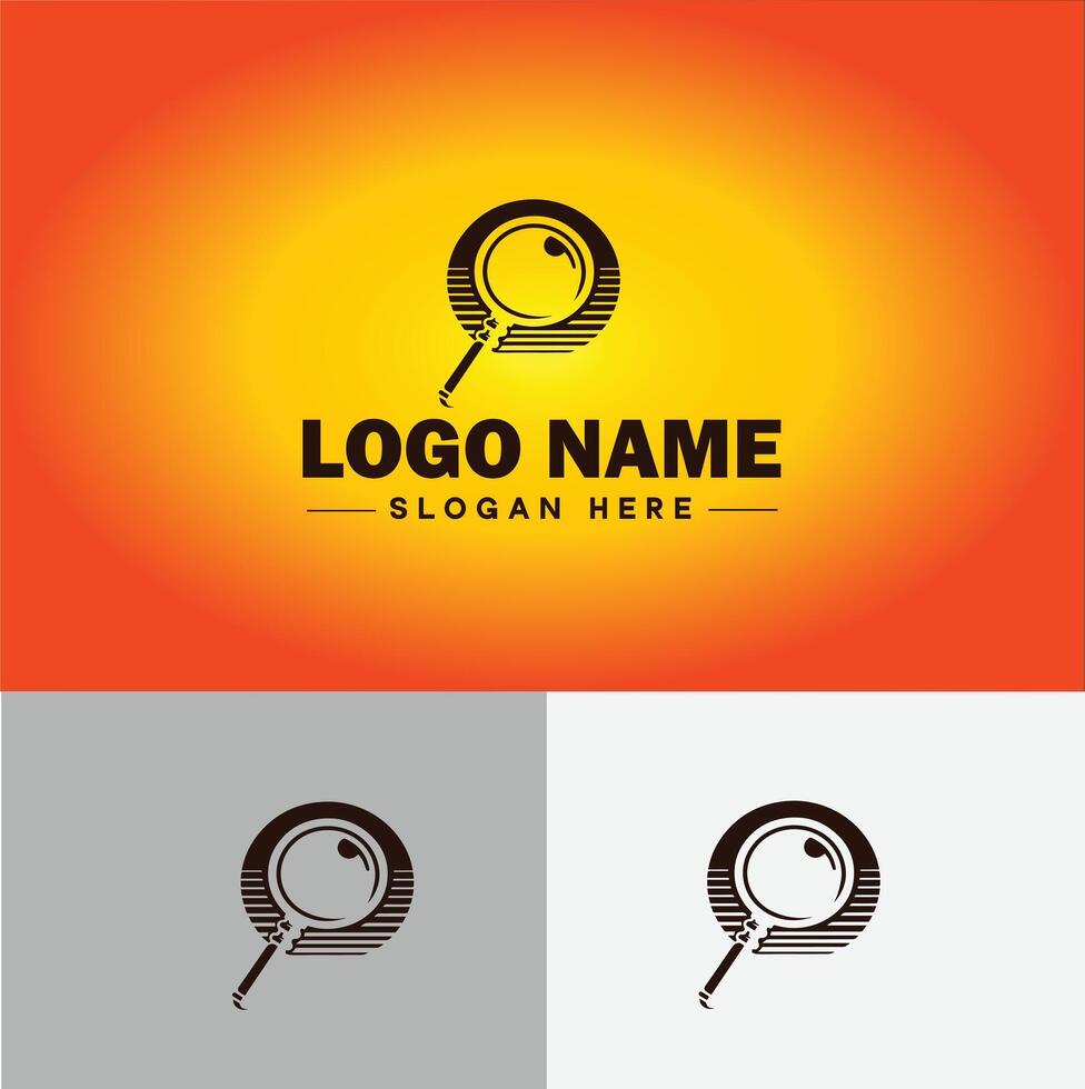 Magnifying Glass Search Zoom Find logo icon for business brand app icon people finder infinity searching logo template vector